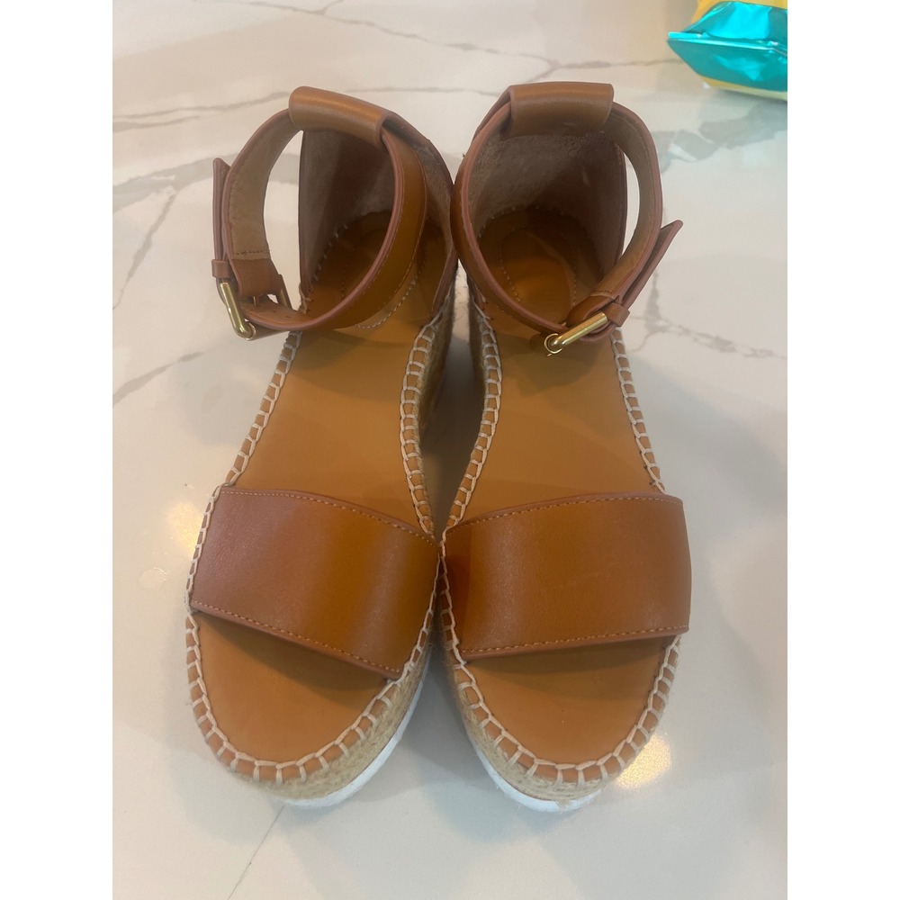 See By Chloé Brown Leather Espadrille Sandals